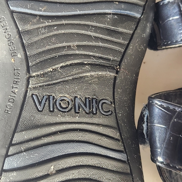 VIONIC Women's Amber Sandal 39 / 7 Blue Leather Strappy Comfort Orthotic Shoes - Picture 9 of 11